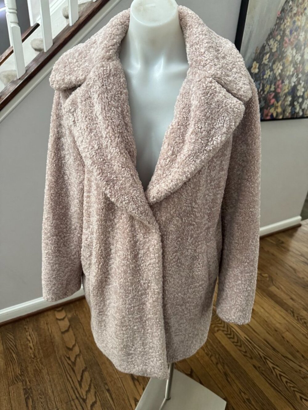 LOVE TOKEN Faux Fur Sherpa Long Teddy Coat Jacket Beige Size Large
